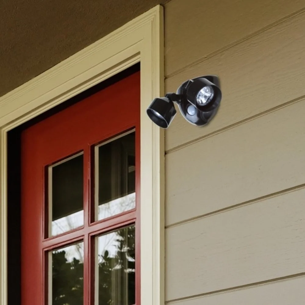 Dual Head Black Motion Sensor Security Battery Powered Light